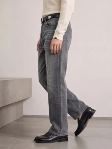 RivetRise Men's Street Fashion Casual Dark Gray Cat Whisker Jeans - Dark Grey - View 5