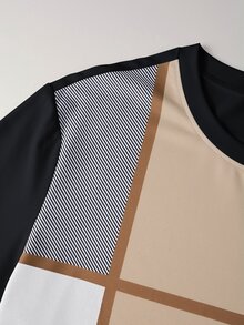 Manfinity Homme Men's Colorblock Round Neck Short Sleeve Casual T-Shirt White - Black - View 3