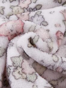 SHEIN Playful Pals 秋冬保暖加厚雙面法蘭絨幼兒女童套裝，鹿花刺繡粉色上衣搭配甜美花卉長褲，毛絨居家服 - 粉色 - 查看 4