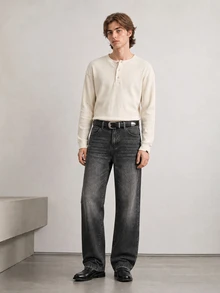 RivetRise Men's Autumn New Vintage Washed Black & Grey Denim Jeans - Black - View 5