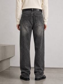 RivetRise Men's Autumn New Vintage Washed Black & Grey Denim Jeans - Black - View 2