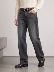 RivetRise Men's Autumn New Vintage Washed Black & Grey Denim Jeans - Black - View 1