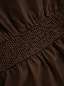 GlowEve CURVE Plus Size Elegant Commuter Solid Color Long Sleeve Dress Fall - Coffee Brown - View 5