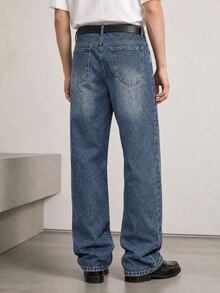 RivetRise Men's American Vintage Washed Denim Loose Wide Leg Long Pants - Black - View 3