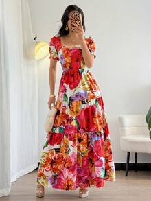 Rafferiza Women's Elegant Embroidery Print Dress - Multicolor - View 3