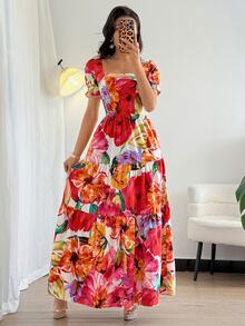 Rafferiza Women's Elegant Embroidery Print Dress - Multicolor - View 2