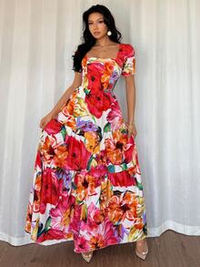 Rafferiza Women's Elegant Embroidery Print Dress - Multicolor - View 6