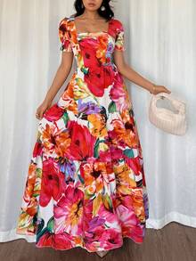 Rafferiza Women's Elegant Embroidery Print Dress - Multicolor - View 4