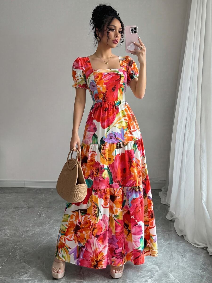 Rafferiza Women's Elegant Embroidery Print Dress - Multicolor - View 1