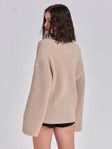 ROMWE Autumn/Winter Casual Streetwear Y2K Oversized Abstract Dazzle Spray Print Long Sleeve Cardigan - Apricot - View 6