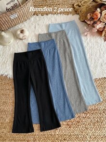 SHEIN Young Girl Young Girl 2PCS Young Girls Sweatpants - Multicolor - View 2