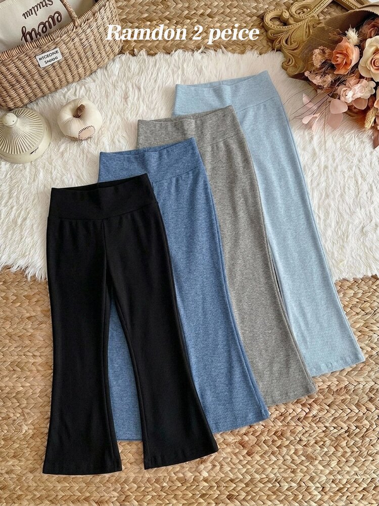 SHEIN Kids Young Girl Young Girl 2PCS Young Girls Sweatpants - Multicolor - View 2