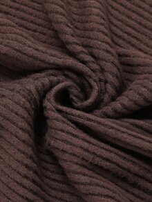 Balvessa Autumn/Winter Casual Home Brown Textured Fabric Neckline Tie Decor Ruched Lantern Long Sleeve Loose Fit Women Dress - Multicolor - View 8