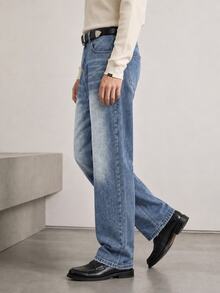 RivetRise Men's New Autumn Light Wash Blue Denim Loose Wide Leg Long Pants - Light Wash - View 5