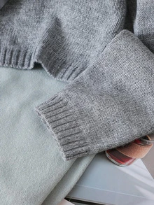 SHEIN Explorewe Fashionable Handmade Bow Knitted Cardigan, Grey Autumn Cute Back-To-School Long Sleeve Tween Girl Sweater Jacket School Button Clothes - Light Grey - View 6