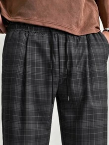 PAVTROS Men's Casual Plaid Long Pants, Loose Straight Leg Fit, Elastic Drawstring Waist - Multicolor - View 5