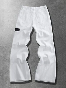 ROMWE MEN Men's Colorblock Casual Versatile Everyday Travel Denim Jeans - White - View 2