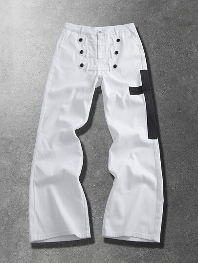 Jeans de mezclilla casuales versátiles de bloques de color para uso diario y viajes para hombres