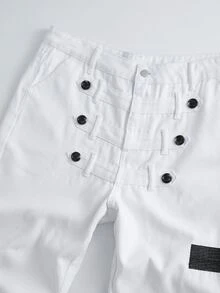 ROMWE MEN Men's Colorblock Casual Versatile Everyday Travel Denim Jeans - White - View 7