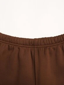 SHEIN 青少年女孩休閒經典條紋圓領寬鬆衛衣配修身喇叭長褲2件套 - 棕色 - 查看 8
