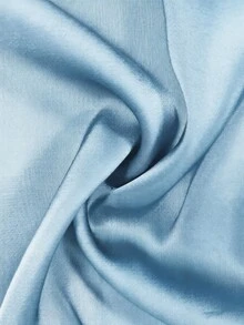 SHEIN Franclia Women Light Blue All Season Midi Dress Elegant Satin Square Neck Ruched Waist Asymmetrical Hem Cami Dress For Party Dating - Blue - View 4