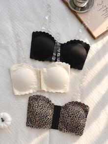 Napfluff Seamless Front Closure Wireless Bra 3pcs Set For Women - Multicolor - View 10