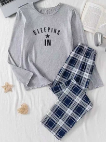 Teengirl's Pink Gray Navy Blue Ribbed Cherry Print Long Sleeve Top Cherry Ribbed Casual Cute Pants Loungewear Set Autumn/Winter Formal Prom - Light Grey - View 8