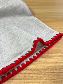 SHEIN 女款貝殼刺繡直筒寬鬆長款運動褲，休閒四季款長褲，優雅舒適設計，休閒外出運動褲，淺灰色休閒運動褲 - 淺灰色 - 查看 5
