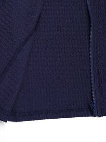 SHEIN 青少年女孩立領拉鍊純色海軍藍長袖上衣拼接裝飾褲子2件套 - 藏蓝色 - 查看 9