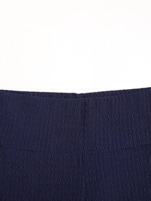 SHEIN 青少年女孩立領拉鍊純色海軍藍長袖上衣拼接裝飾褲子2件套 - 藏蓝色 - 查看 10