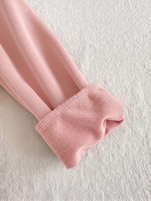 SHEIN Playful Pals 1件少女款甜美可愛棕熊貼花網紗芭蕾舞裙，蝴蝶結下擺長袖圓領常規版生日派對秋季舒適套頭式洋裝 - 粉色 - 查看 7