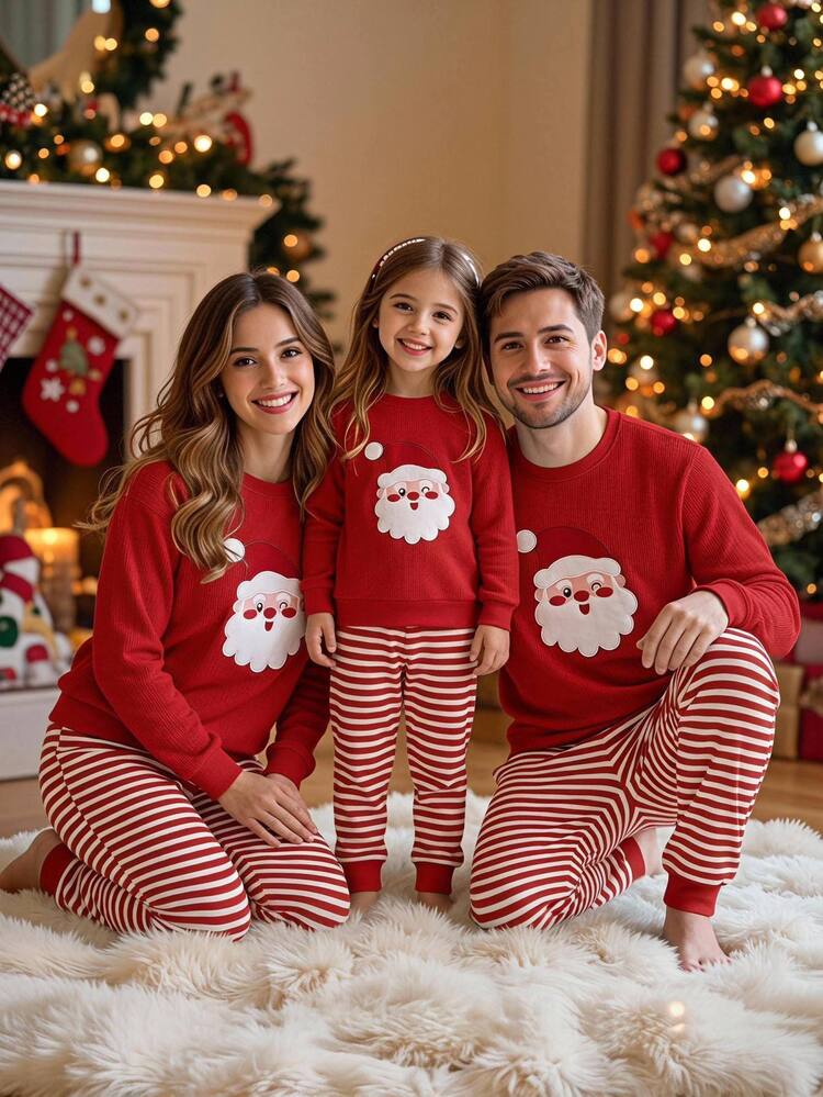 SHEIN Young Girl Young Girls Young Girl Autumn/Winter Christmas Cute Fashion Versatile Party Long Sleeve Long Pants Set, Snug Fit For Daily Wear And Home - Multicolor - View 10
