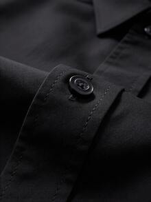 Calvornis Men Solid Button Front Shirt Short Sleeve Up Plain Black Casual Shirt For Boyfriend Gift, Formal, Ceremony - Black - View 8