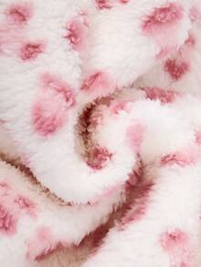 SHEIN Tween Girl SweetPrint Fleece Lined Hooded Faux Fur Jacket Winter Thick Warm Cropped Plush Coat - Pink - View 6