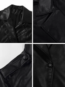 Velvienne Versatile Premium Loose Lazy Hooded Shirt Plus Size Women's Outerwear - Black - View 7