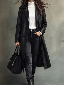 Velvienne Versatile Premium Loose Lazy Hooded Shirt Plus Size Women's Outerwear - Black - View 3