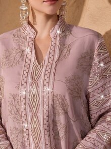 Al Najma Women's Elegant Crafted Fabric Tassel Decor Loose Long Robe - Pink - View 7
