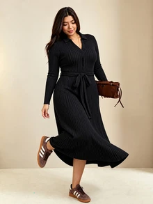 Edennvi Casual Elegant Lady Black Dress, Suitable For Parties Brunch Office Outings And Commuting, Essential For Women Of All Ages, Plus Size Fall - Black - View 5