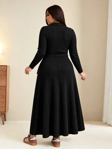 Edennvi Casual Elegant Lady Black Dress, Suitable For Parties Brunch Office Outings And Commuting, Essential For Women Of All Ages, Plus Size Fall - Black - View 2