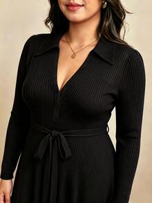 Edennvi Casual Elegant Lady Black Dress, Suitable For Parties Brunch Office Outings And Commuting, Essential For Women Of All Ages, Plus Size Fall - Black - View 6