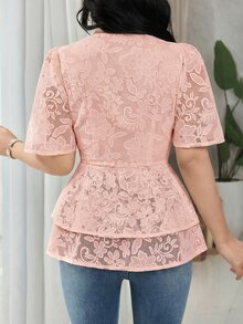 Feyla Women's V-Neck Single-Breasted Fashionable Versatile Casual Shirt - Pink - View 2