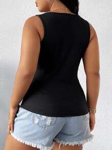 Elenzga Plus Size Camis Plain Casual - Hitam - View 2