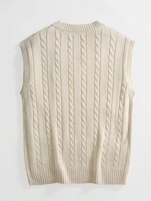 Manfinity CasualKnits Men's Letter Pattern Casual Daily Wear Knitted Vest Festival Boys Fall/Winter Daily New Pull, Sweaters - Apricot - View 2
