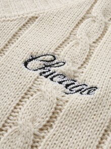Manfinity CasualKnits Men's Letter Pattern Casual Daily Wear Knitted Vest Festival Boys Fall/Winter Daily New Pull, Sweaters - Apricot - View 4
