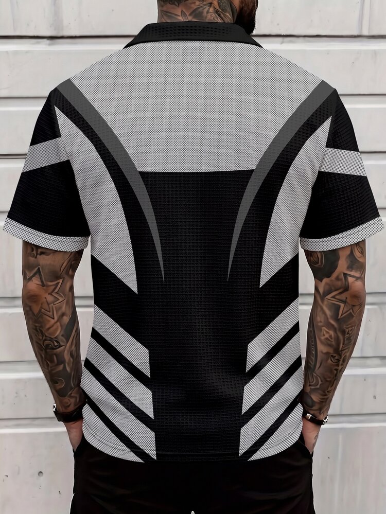 Sport MetroGents Men's Summer Casual Colorblock Patchwork Short Sleeve Polo Shirt, Gym - Multicolor - View 2