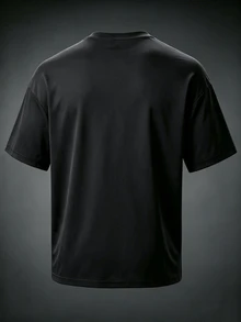 Sport MetroGents Men's Barbell Print Short Sleeve Casual Fitness Sports T-Shirt, Gym - Black - View 2