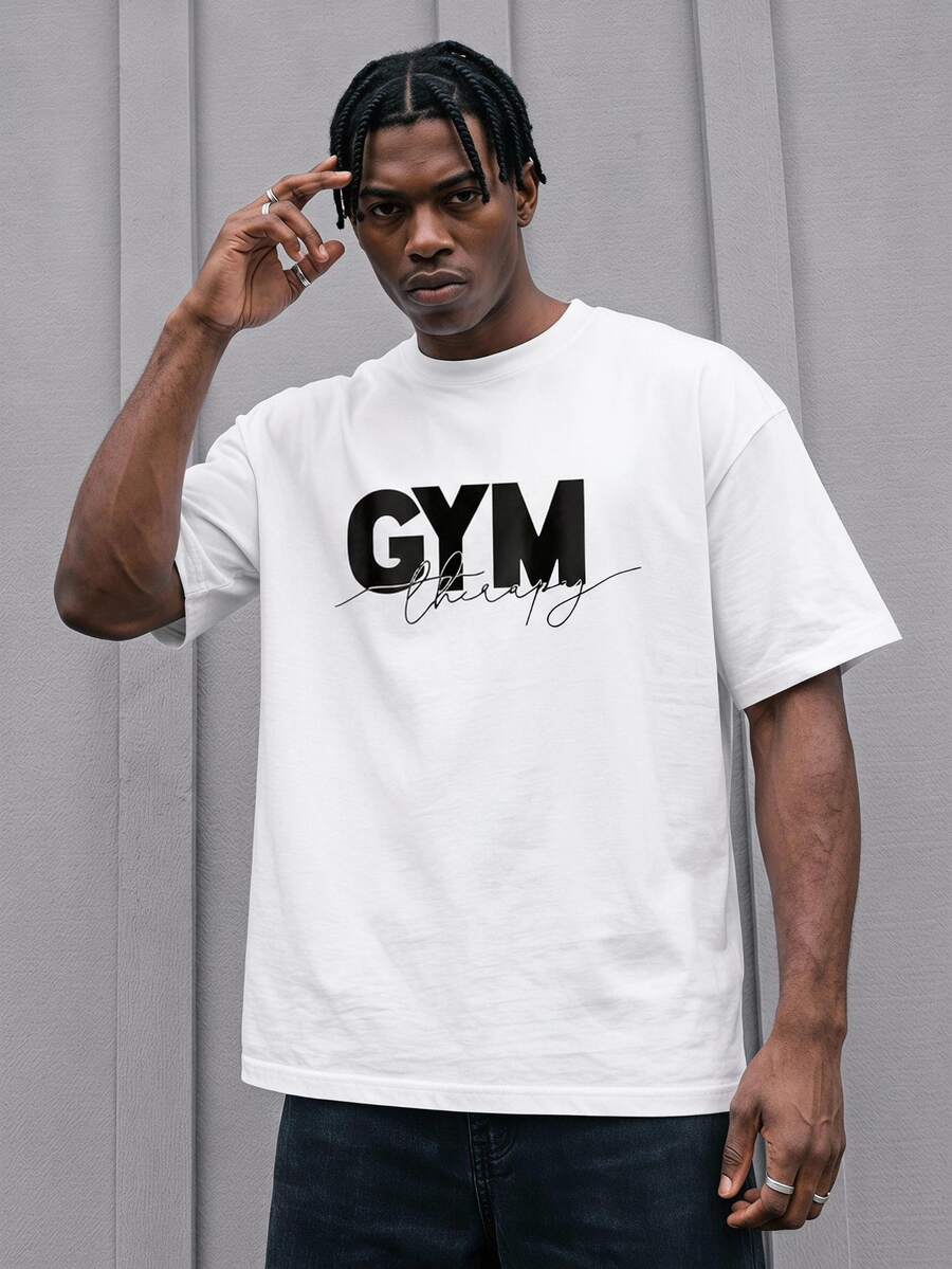 Sport MetroGents Men's Casual Daily Round Neck Printed Short Sleeve Sports T-Shirt, Gym Shirts, Gymwear, Gym Tops, Gym Therapy Shirts, Workout Shirts - White - View 1