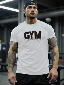 Sport MetroGents Men's Casual Daily Round Neck Printed Short Sleeve Sports T-Shirt, Gym Shirts, Gymwear, Gym Tops, Gym Therapy Shirts, Workout Shirts - White - View 3