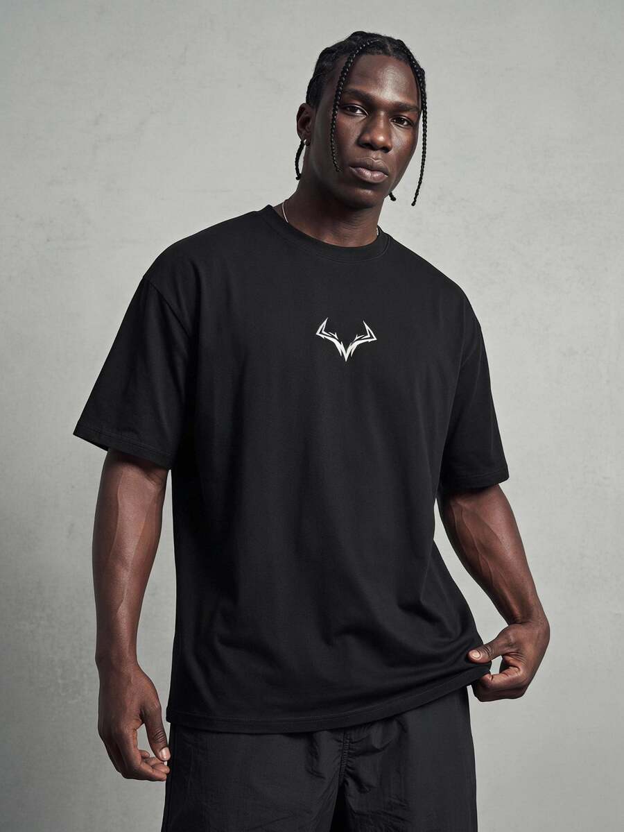 Sport MetroGents 1pc Men's Casual Sports Printed Short Sleeve T-Shirt, Gym - Black - View 1