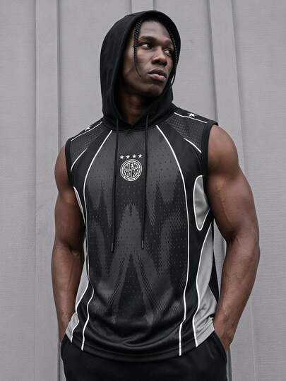 Sport MetroGents Men's Colorblock Hooded Sports Tank Top, Gym